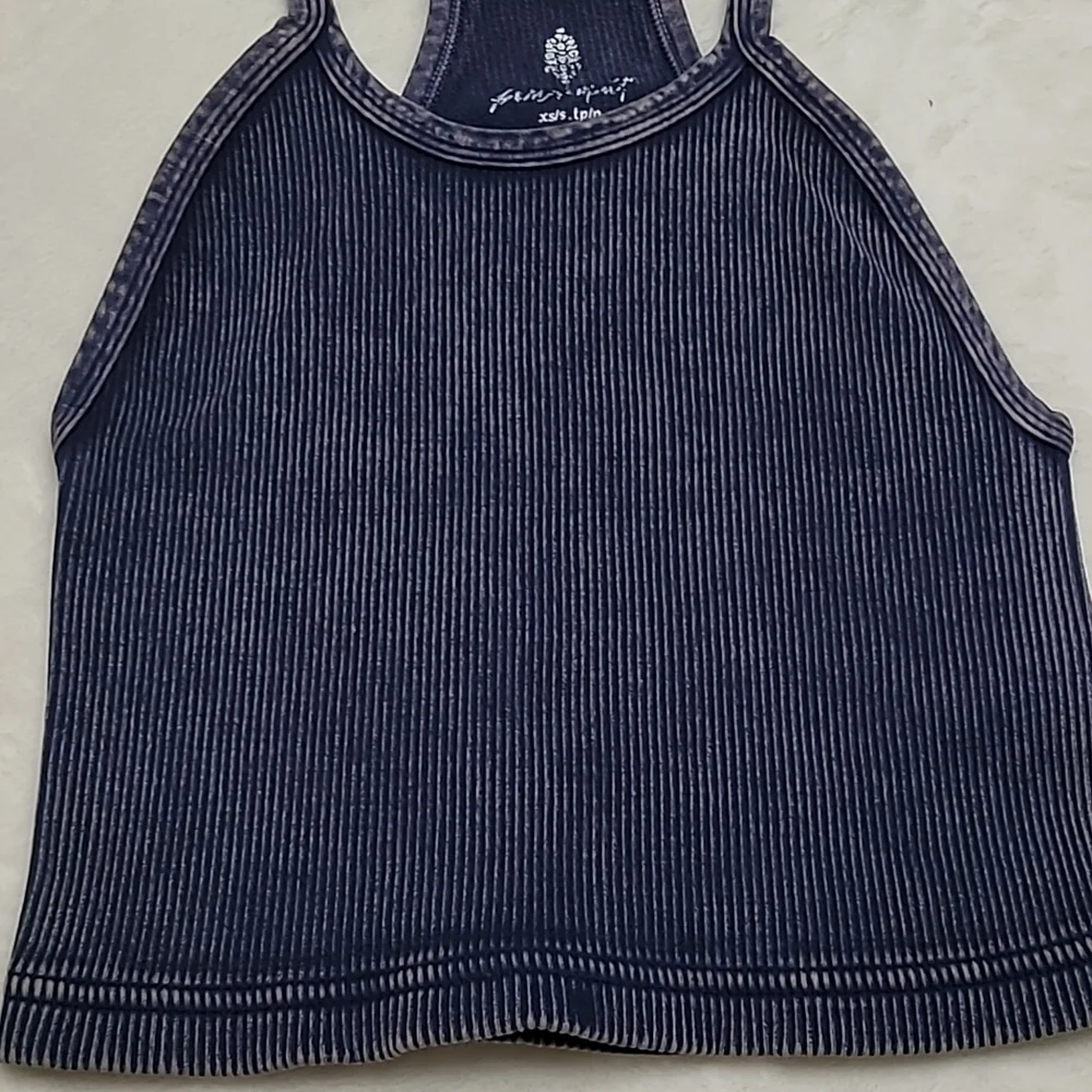 FP Movement Happiness Runs Cropped Navy Blue Tank Top X-Small